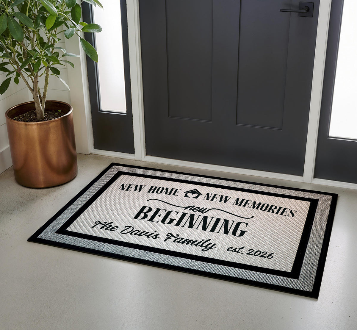 Personalized Family Name Doormat, New Home Welcome Mat, Custom Est. Year Entrance Rug