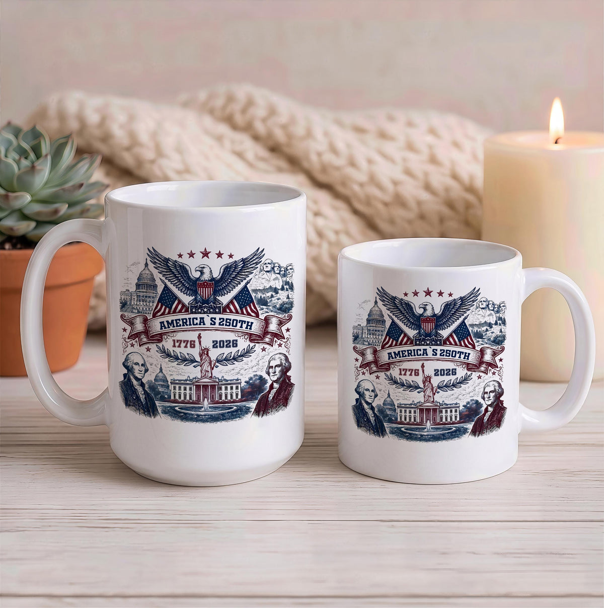 Patriotic America 250 Anniversary Coffee Mug, USA Eagle Colorful Ceramic Cup