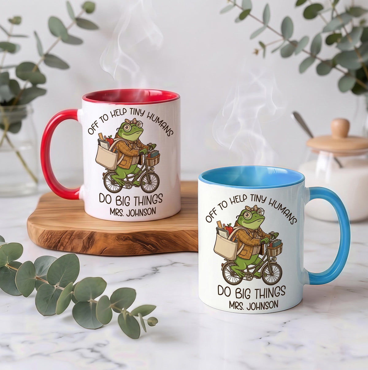 Custom Off to Help Tiny Humans Do Big Things Mug, Personalized Teacher Coffee Cup