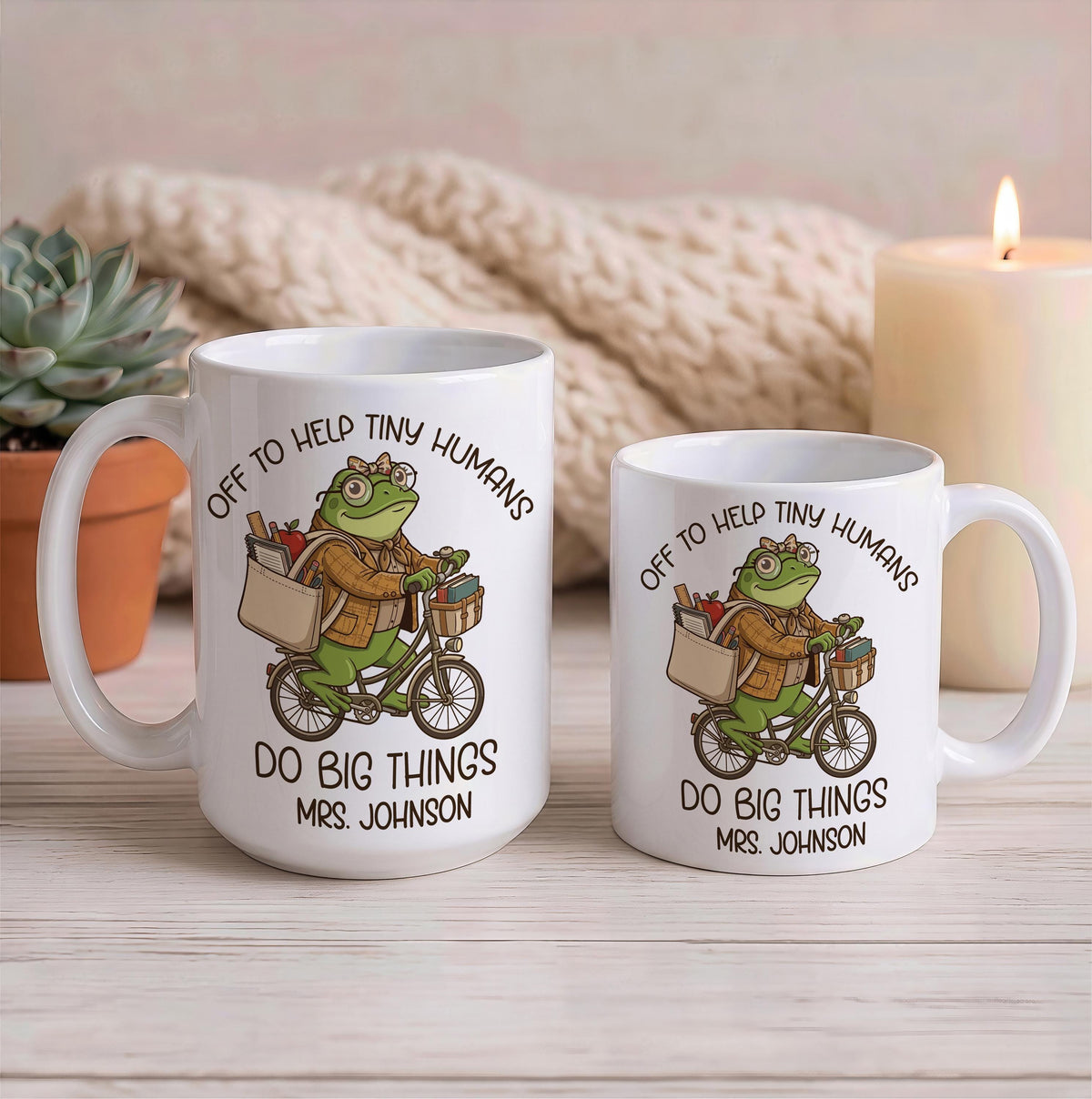 Custom Off to Help Tiny Humans Do Big Things Mug, Personalized Teacher Coffee Cup