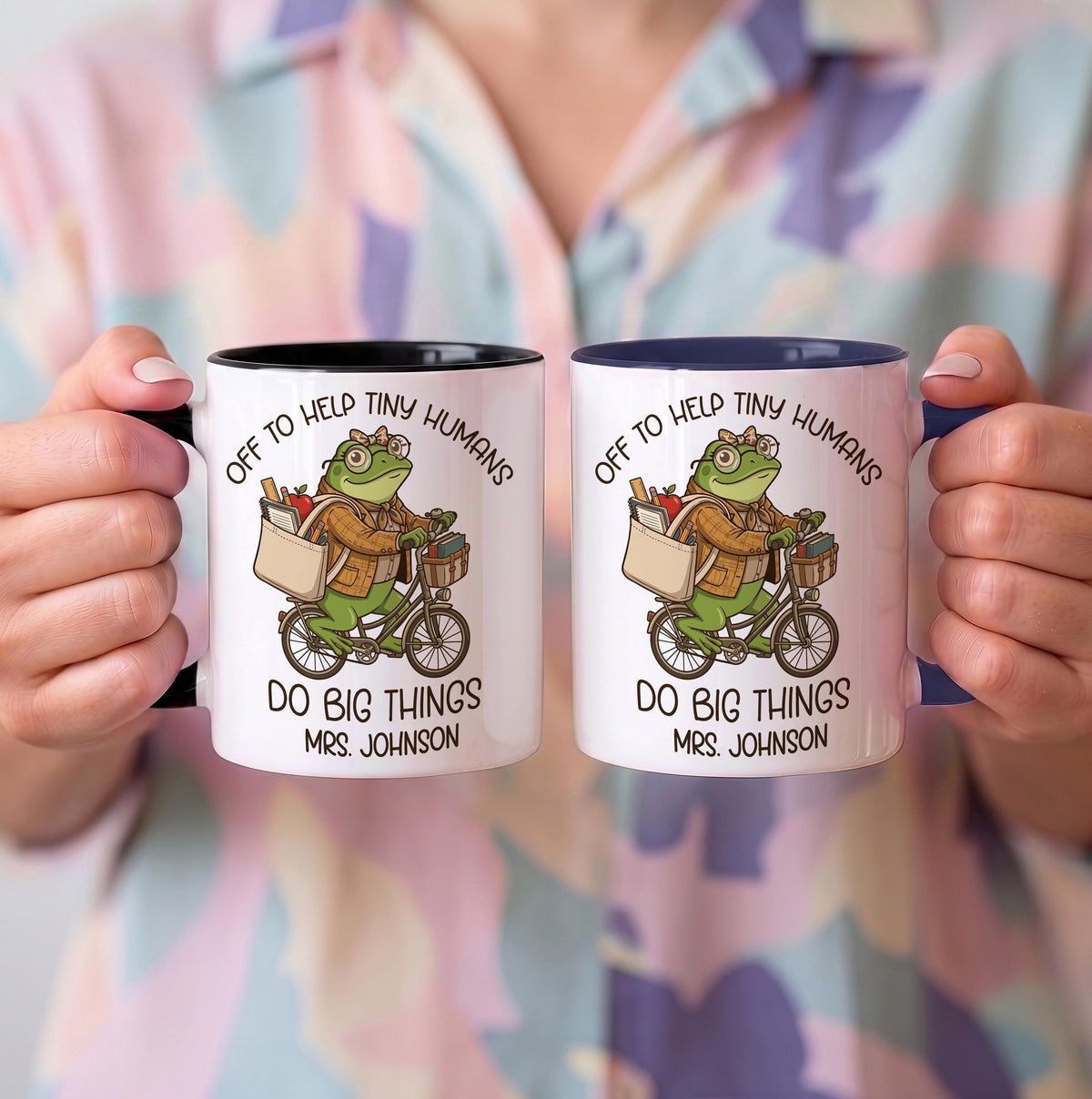Custom Off to Help Tiny Humans Do Big Things Mug, Personalized Teacher Coffee Cup