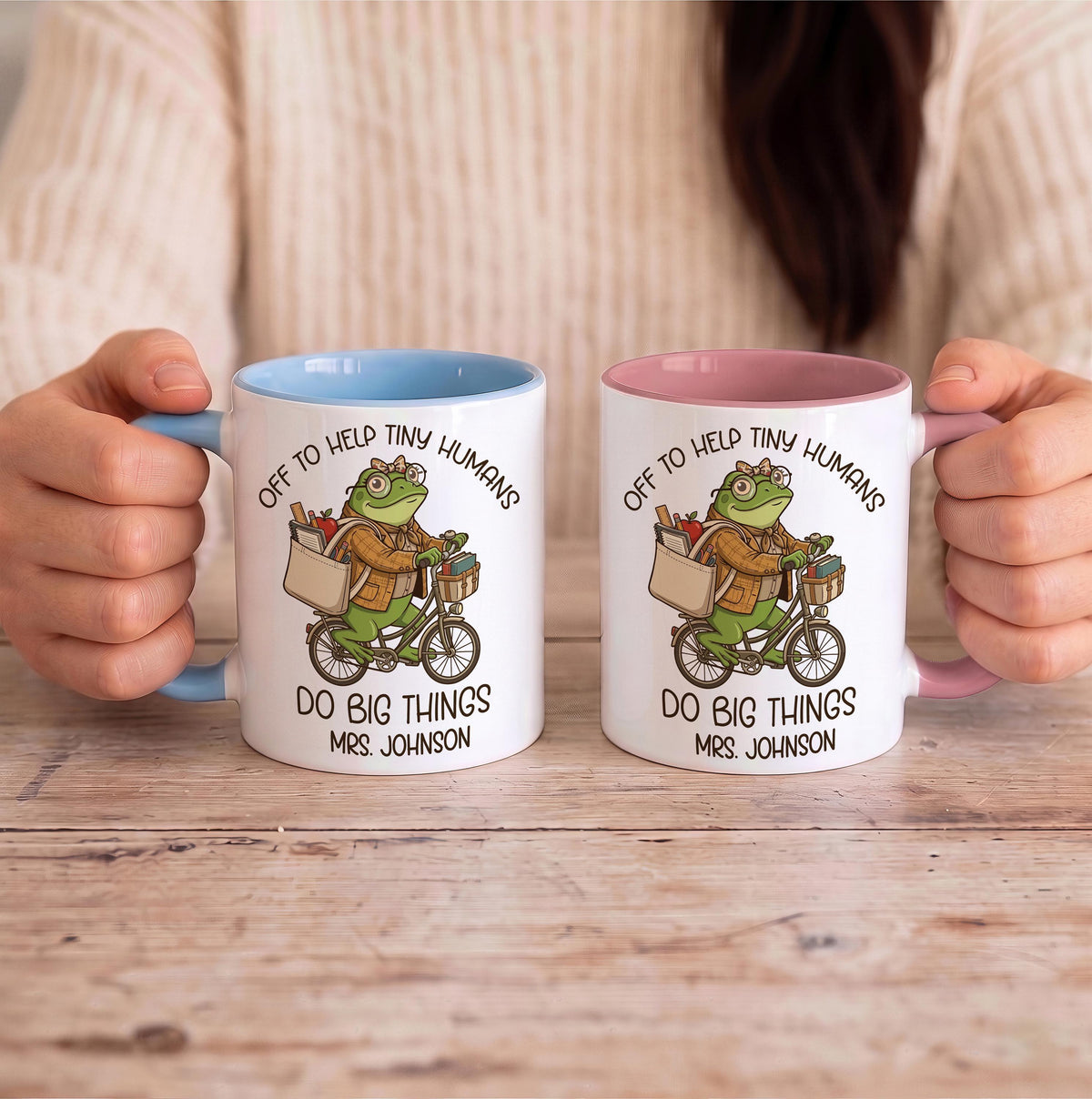Custom Off to Help Tiny Humans Do Big Things Mug, Personalized Teacher Coffee Cup