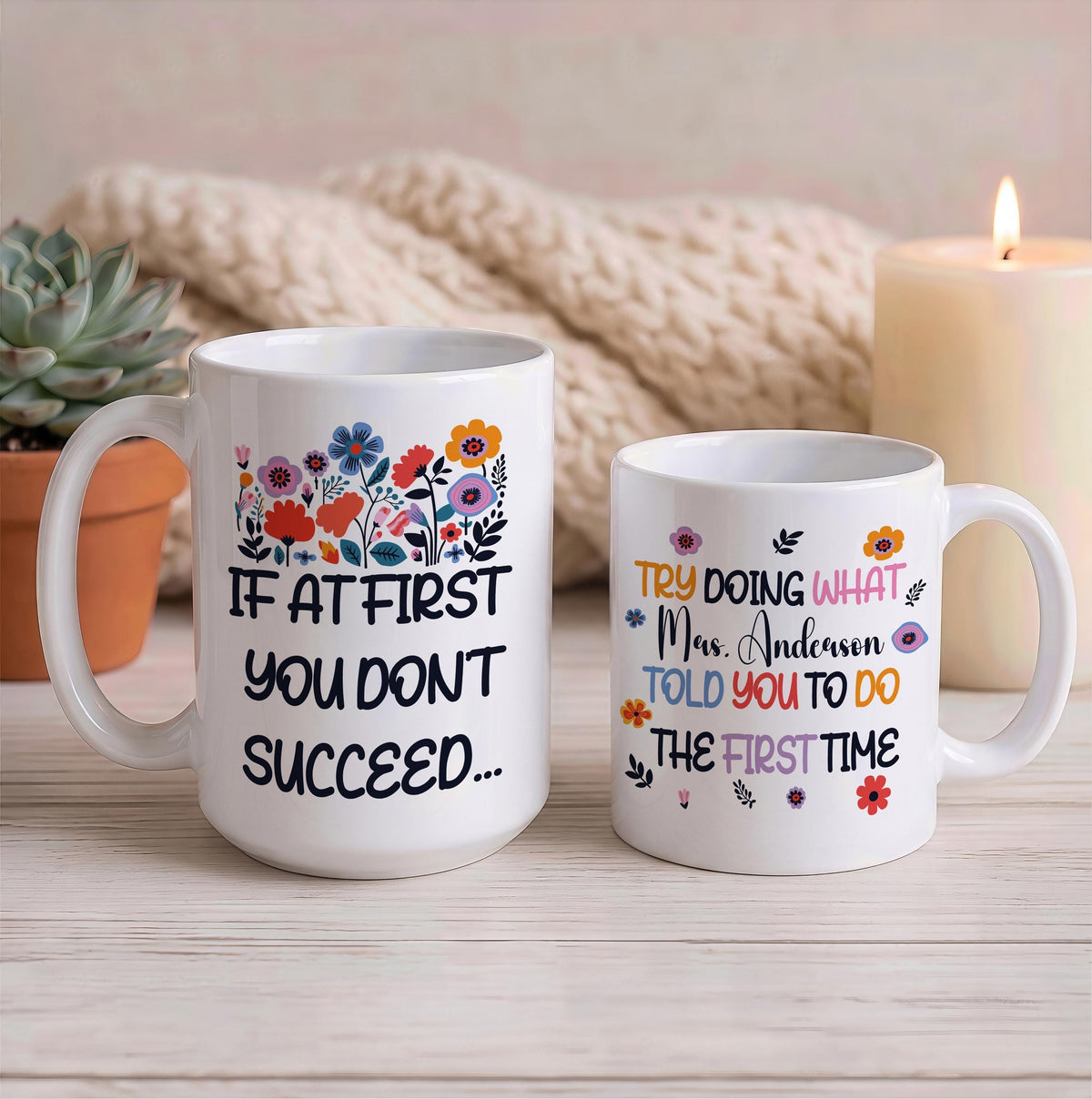 Personalized Floral Teacher Appreciation Coffee Cup