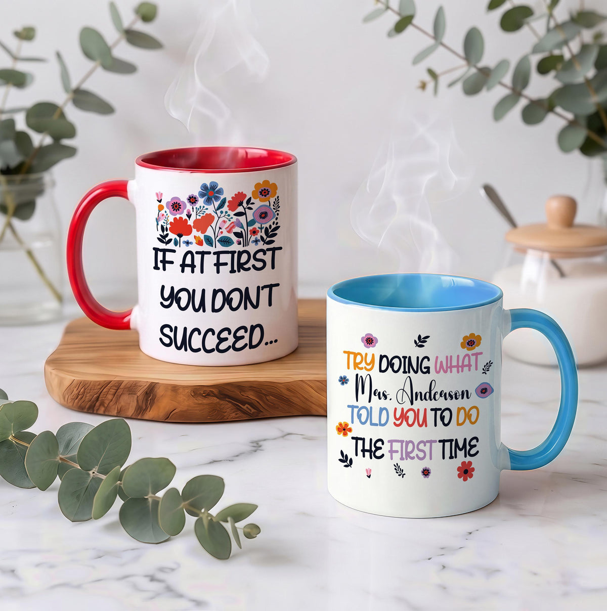 Personalized Floral Teacher Appreciation Coffee Cup
