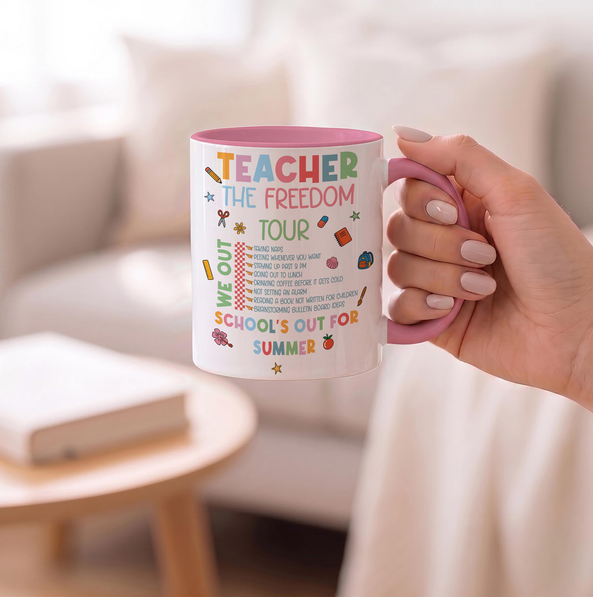 Teacher We Out Freedom Tour Ceramic Cup, Funny Last Day of School Coffee Mug