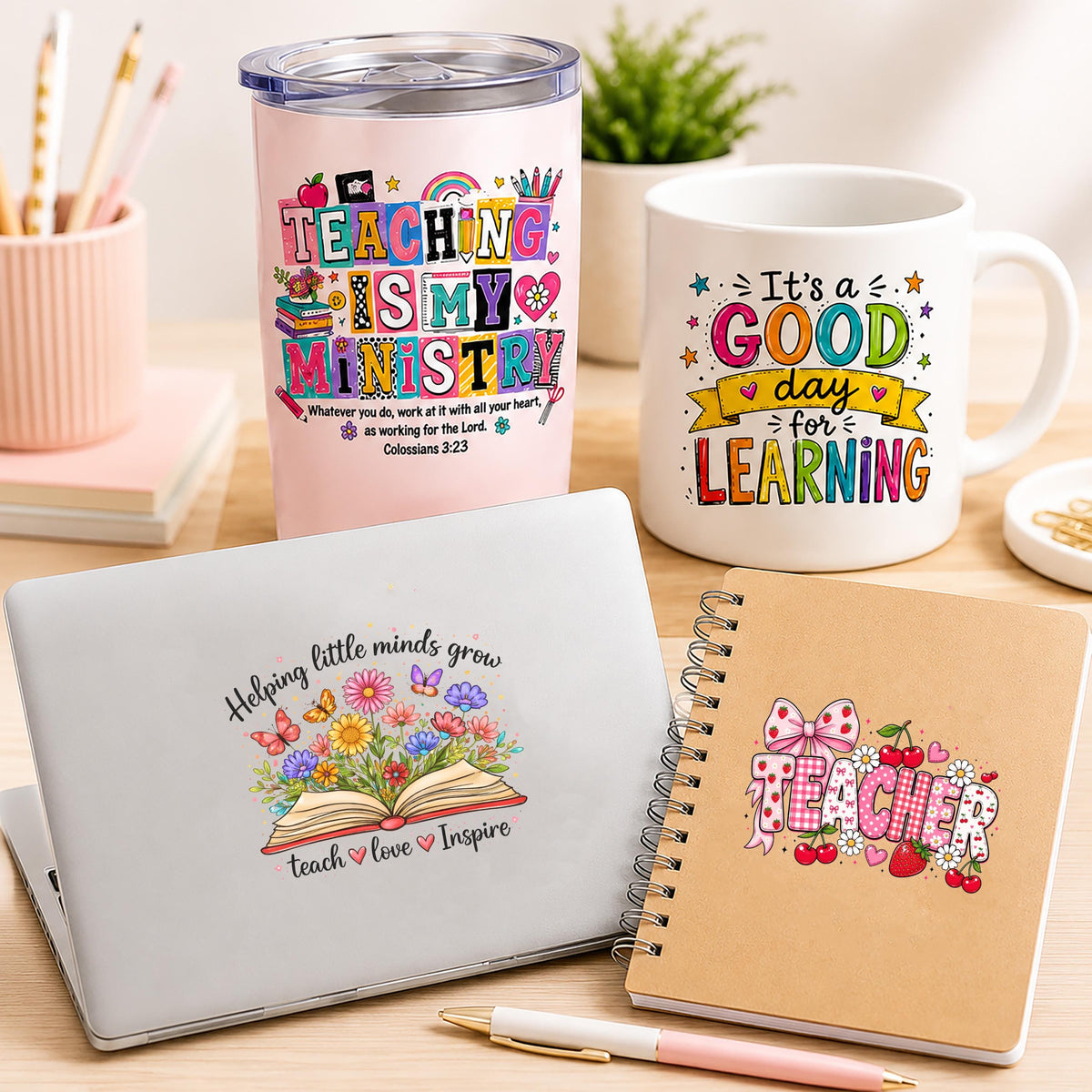 Personalized Teacher Vinyl Decal, Custom Laptop Sticker, Tumbler Water Bottle Graphic