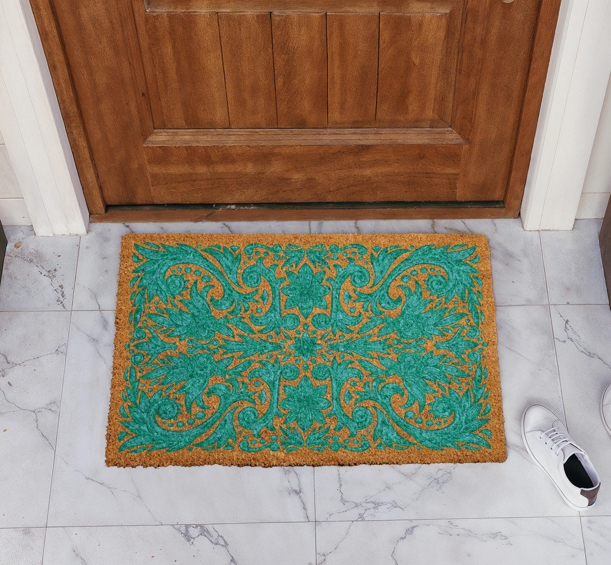 Moroccan Ornate Doormat, Traditional Mediterranean Style Welcome Mat, Retro Boho Entryway Gift
