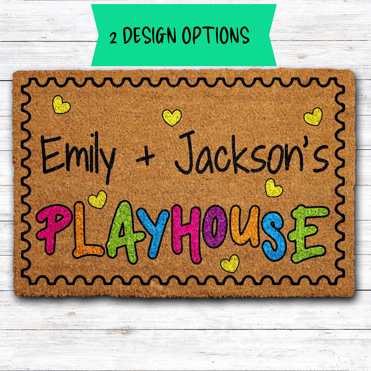 Personalized Playhouse Doormat, Colorful Kids Play Room Welcome Mat