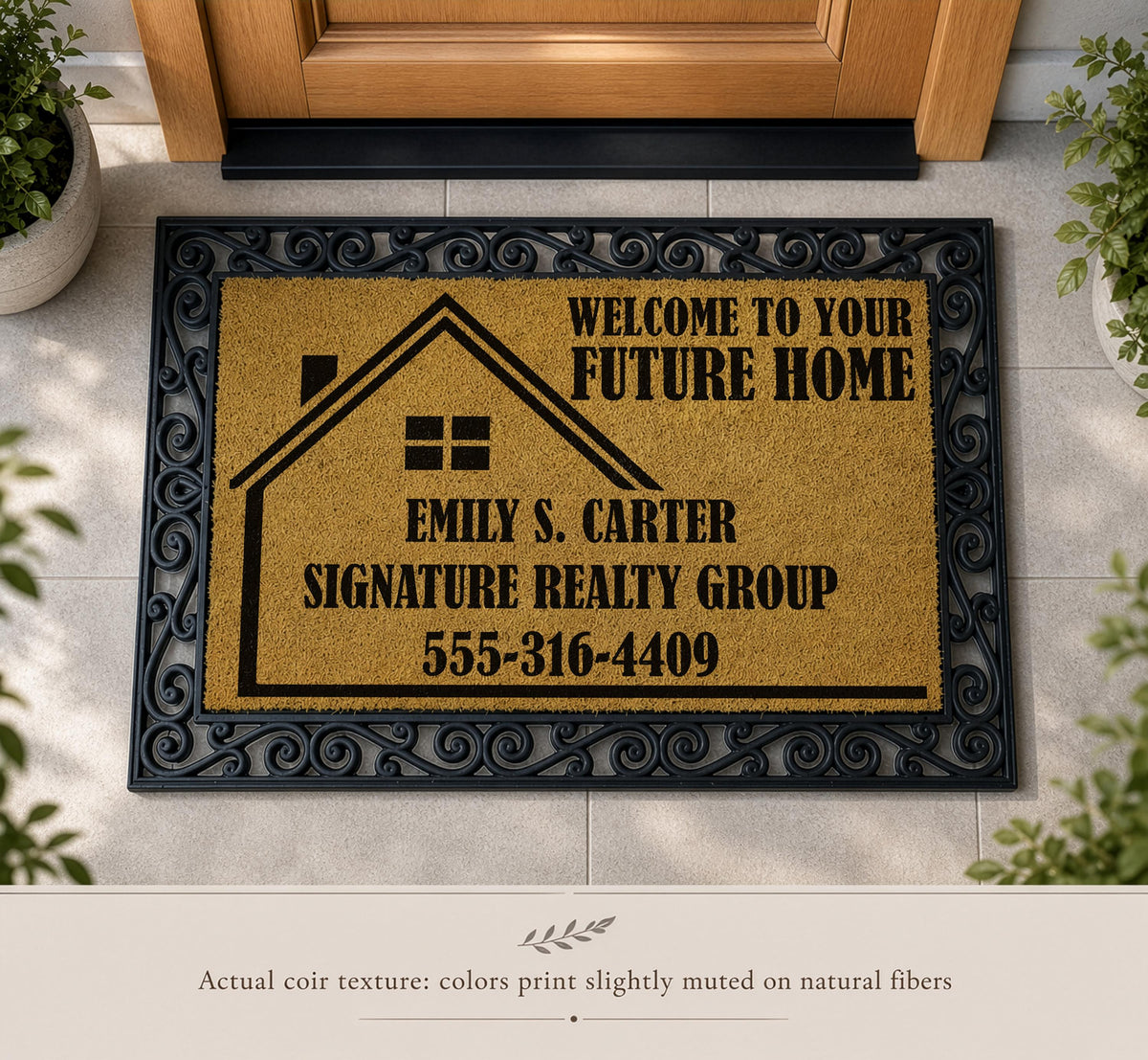 Custom Open House Interchangeable Welcome Mat, Welcome To Your Future Home Realtor Doormat