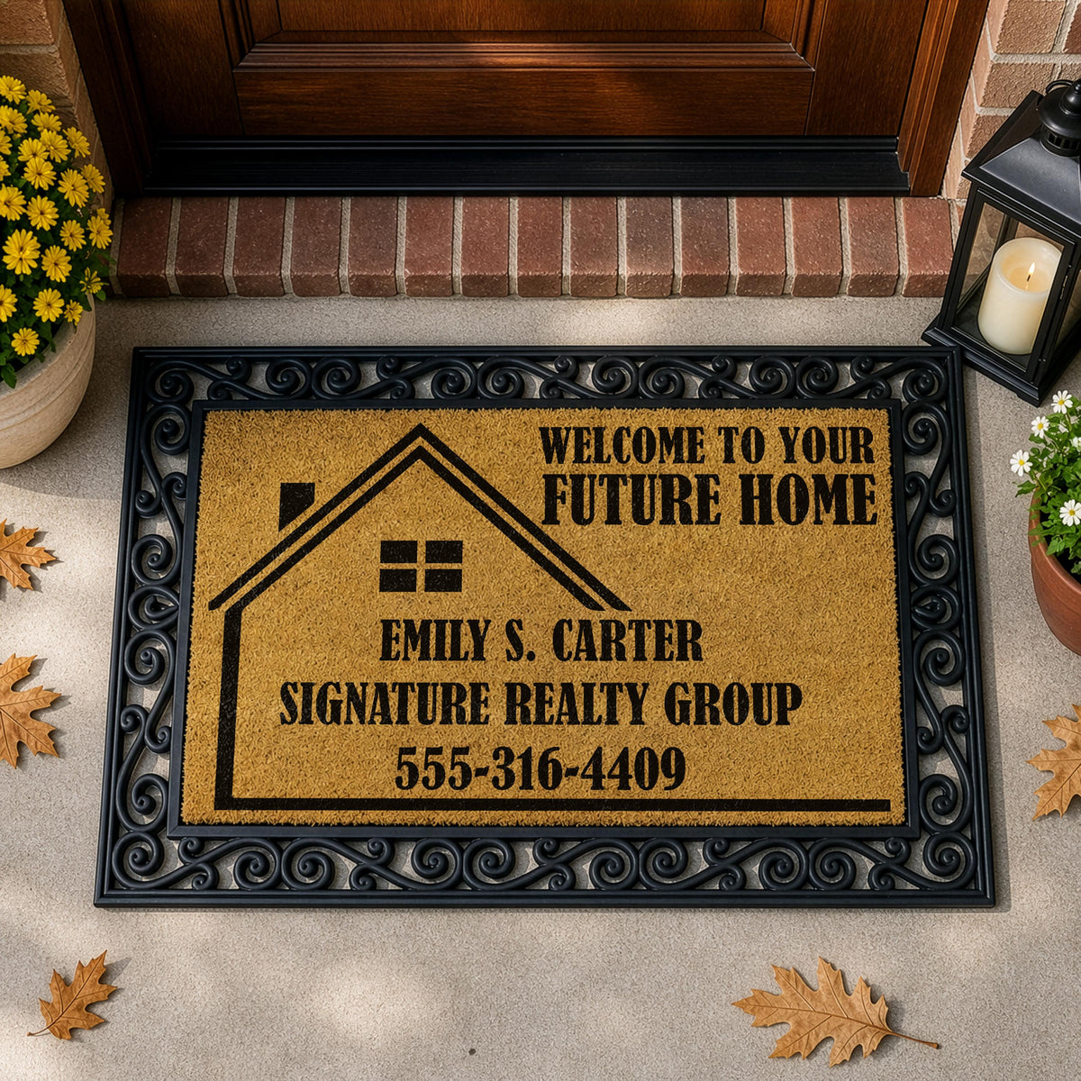 Custom Open House Interchangeable Welcome Mat, Welcome To Your Future Home Realtor Doormat