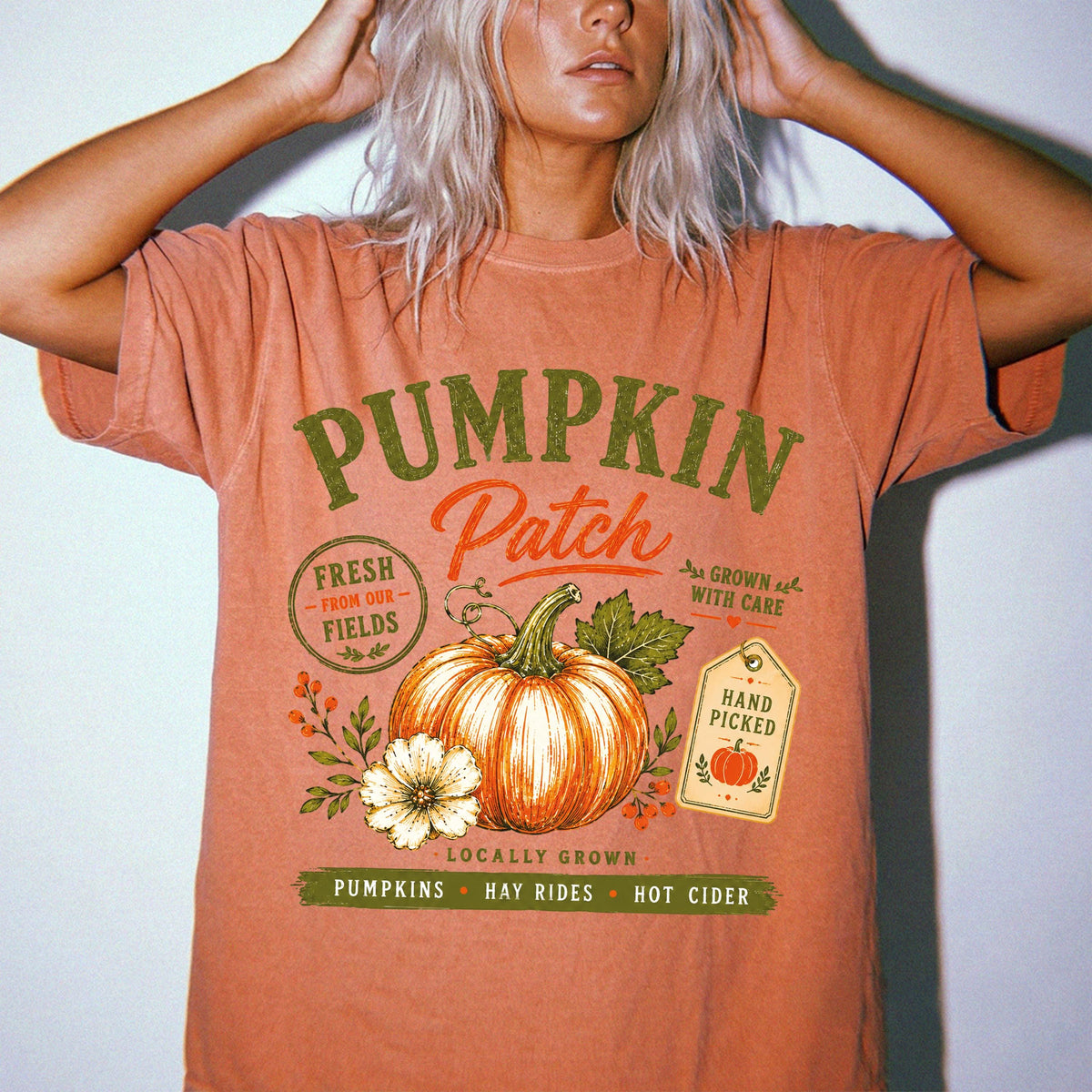Fall Pumpkin Comfort Colors® Shirt, Floral Autumn Tee, Retro Thanksgiving Gift