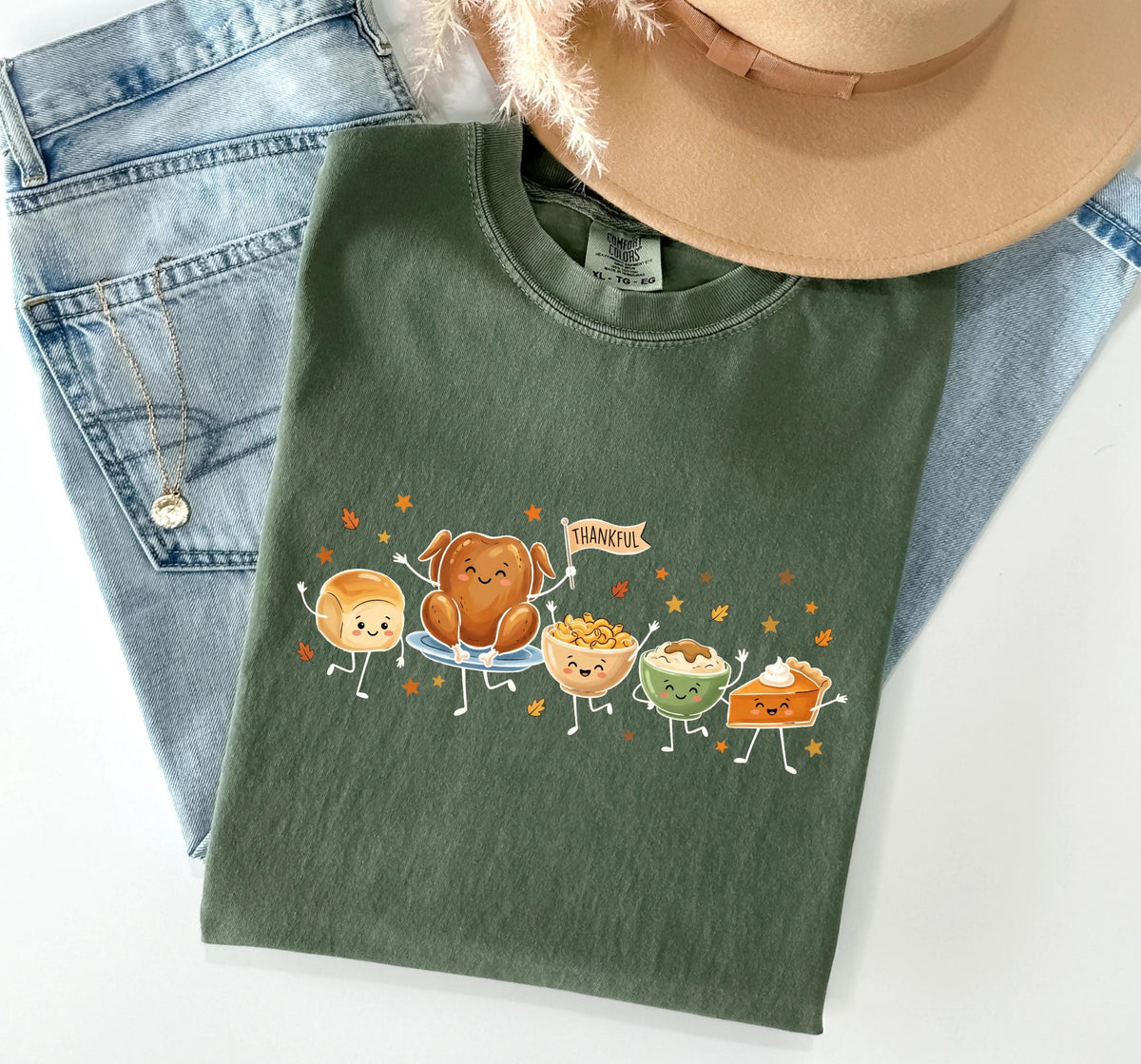 Thanksgiving Doodle Comfort Colors® Shirt, Funny Fall Food Tee, Thanksgiving Dinner Gift Shirts