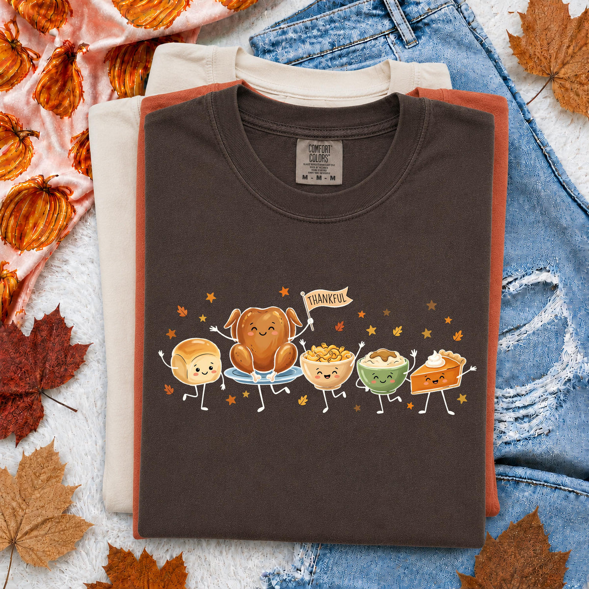 Thanksgiving Doodle Comfort Colors® Shirt, Funny Fall Food Tee, Thanksgiving Dinner Gift Shirts