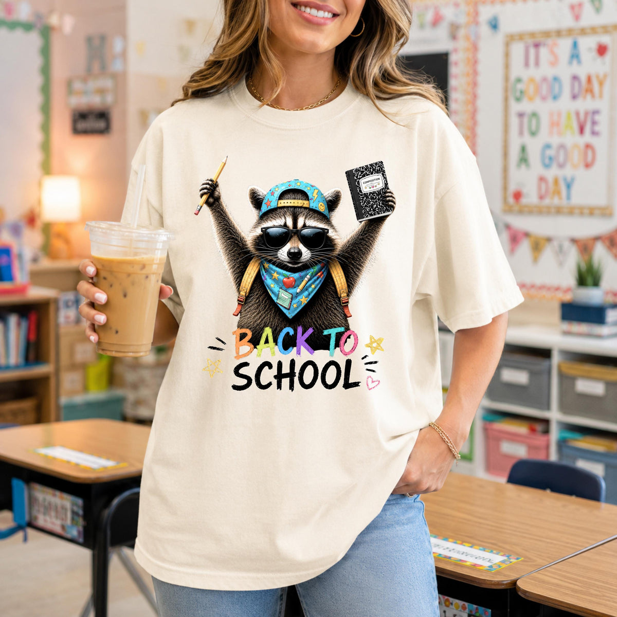 Back to School Raccoon Comfort Colors® T-Shirt, Teacher Appreciation Shirt