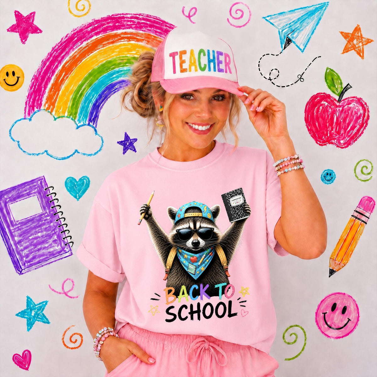 Back to School Raccoon Comfort Colors® T-Shirt, Teacher Appreciation Shirt