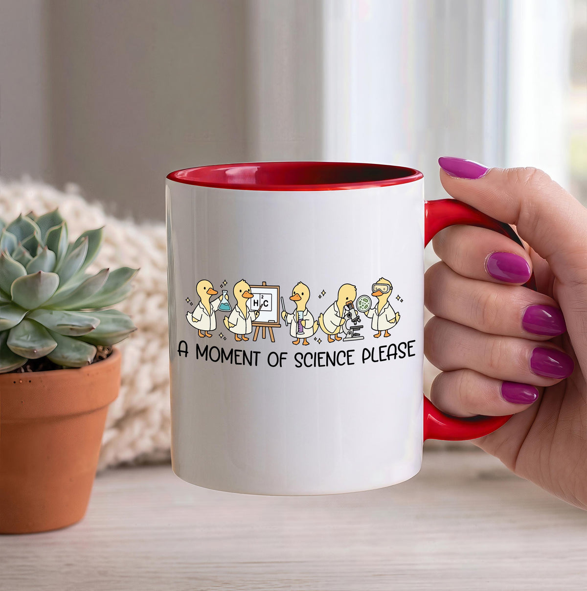 A Moment of Science Please Coffee Mug, Funny Cute Duck STEM Teacher Cup