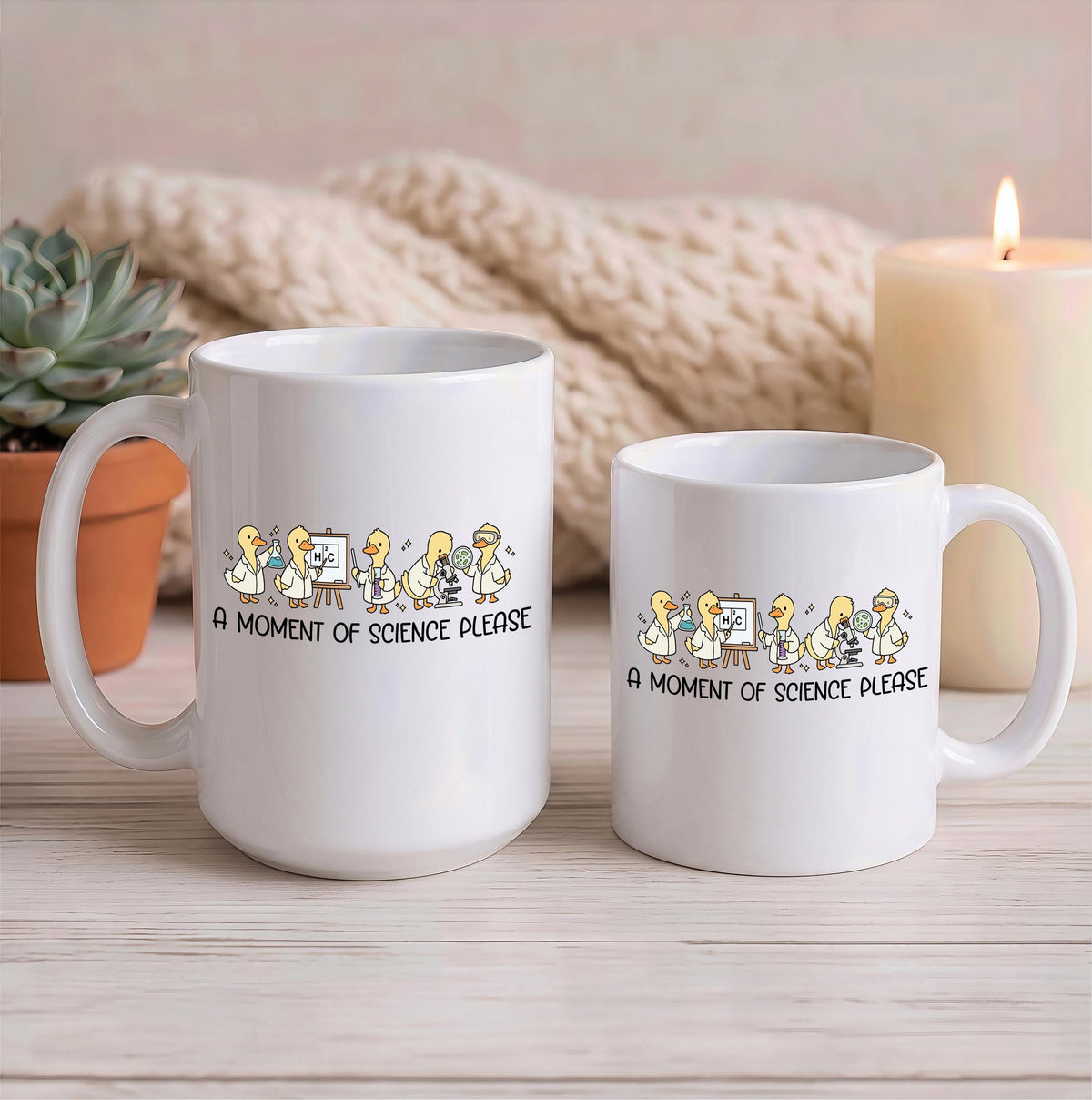 A Moment of Science Please Coffee Mug, Funny Cute Duck STEM Teacher Cup