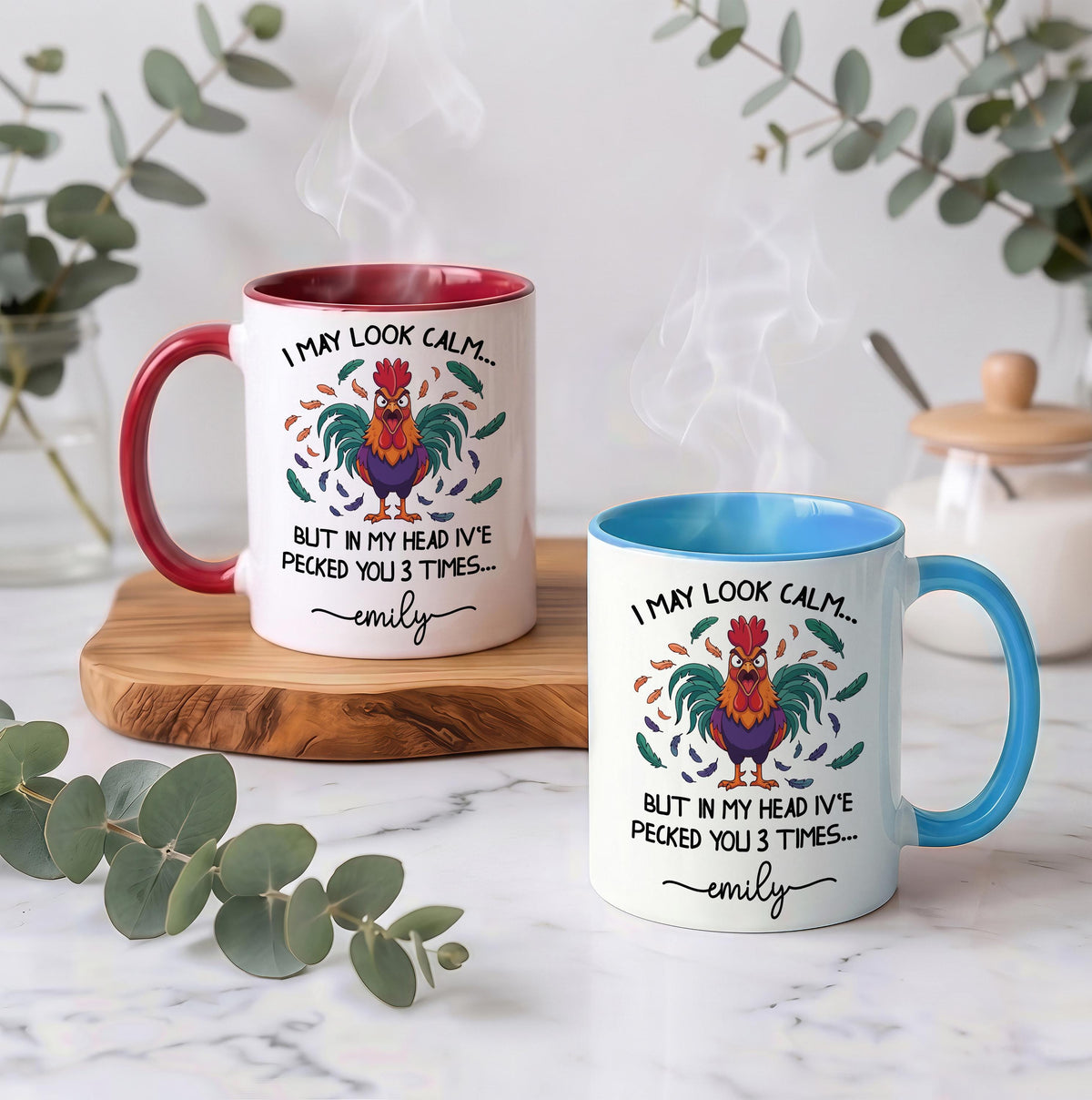 Personalized Funny Angry Rooster Ceramic Mug
