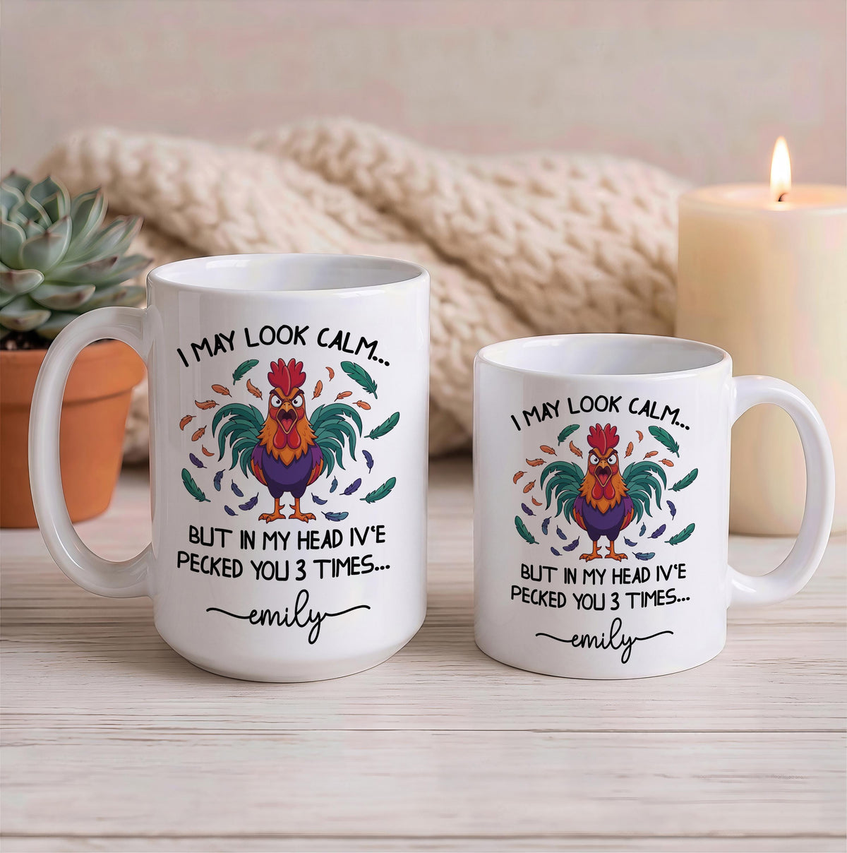 Personalized Funny Angry Rooster Ceramic Mug