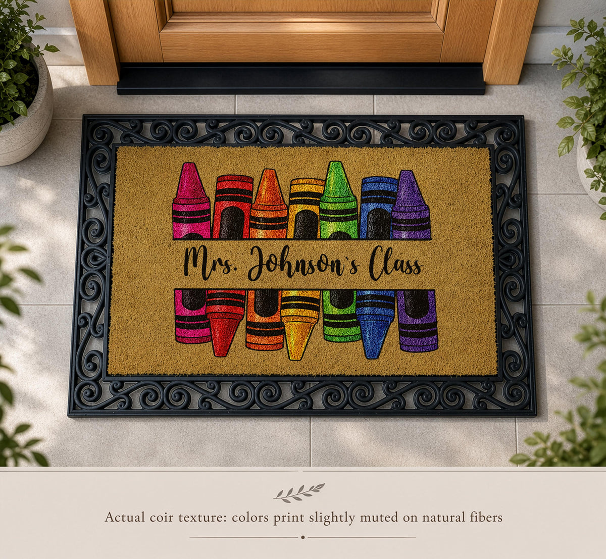 Personalized Classroom Interchangeable Doormat, Custom Teacher's Name Welcome Mat