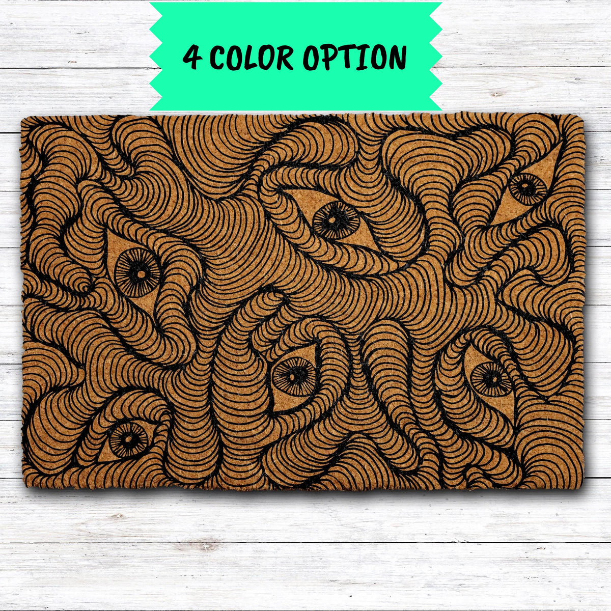 Mystical Eyes Welcome Mat, Abstract Eyes Design Doormat, Witchy Home Entrance Mat