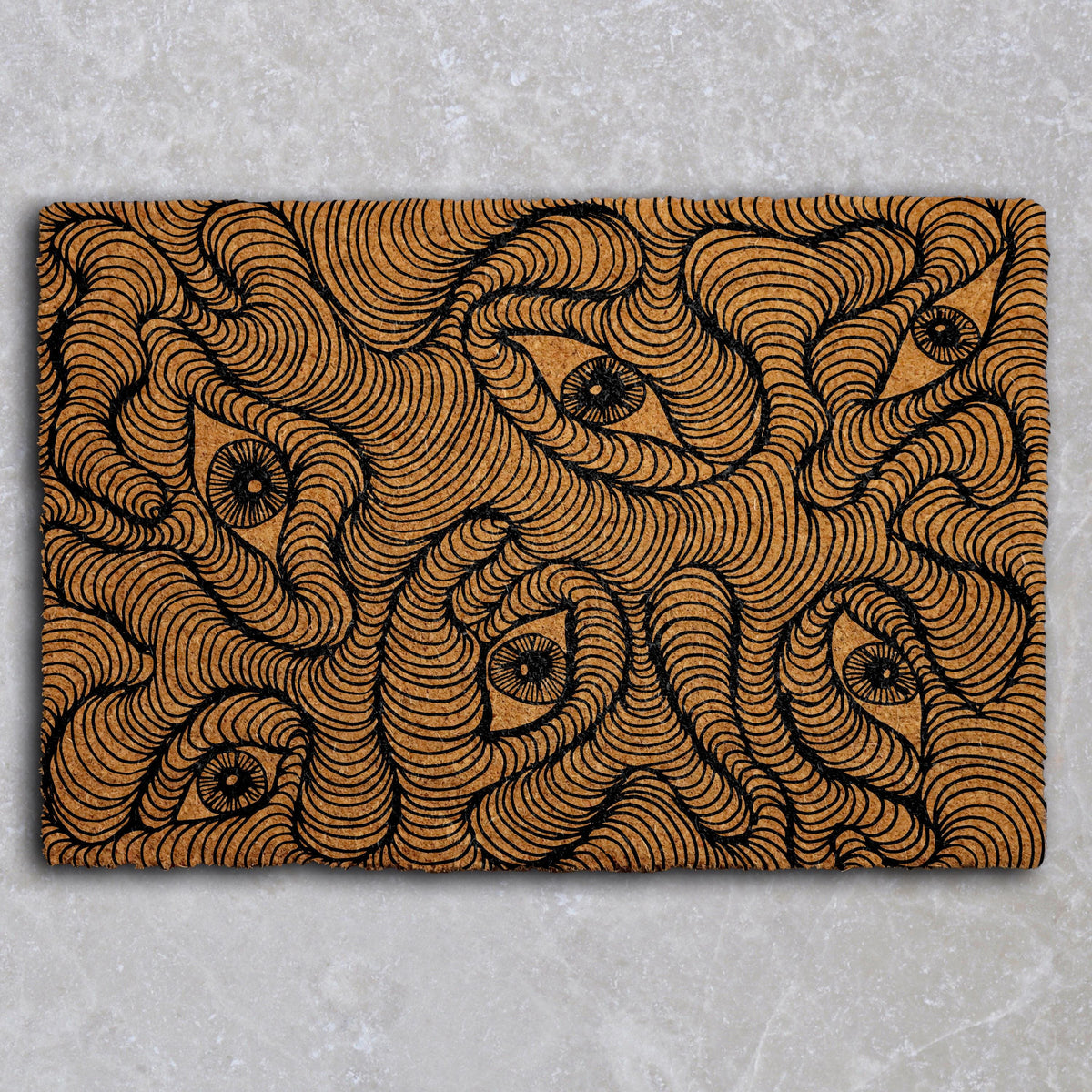 Mystical Eyes Welcome Mat, Abstract Eyes Design Doormat, Witchy Home Entrance Mat