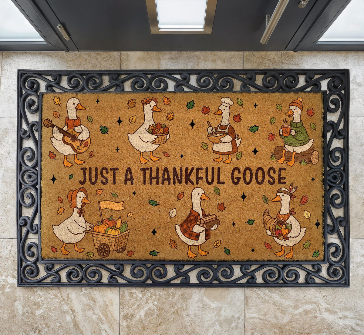 Just A Thankful Goose Doormat, Funny Thanksgiving Welcome Mat, Cute Autumn Friendsgiving Gift