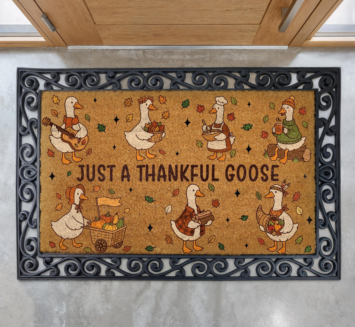 Just A Thankful Goose Doormat, Funny Thanksgiving Welcome Mat, Cute Autumn Friendsgiving Gift
