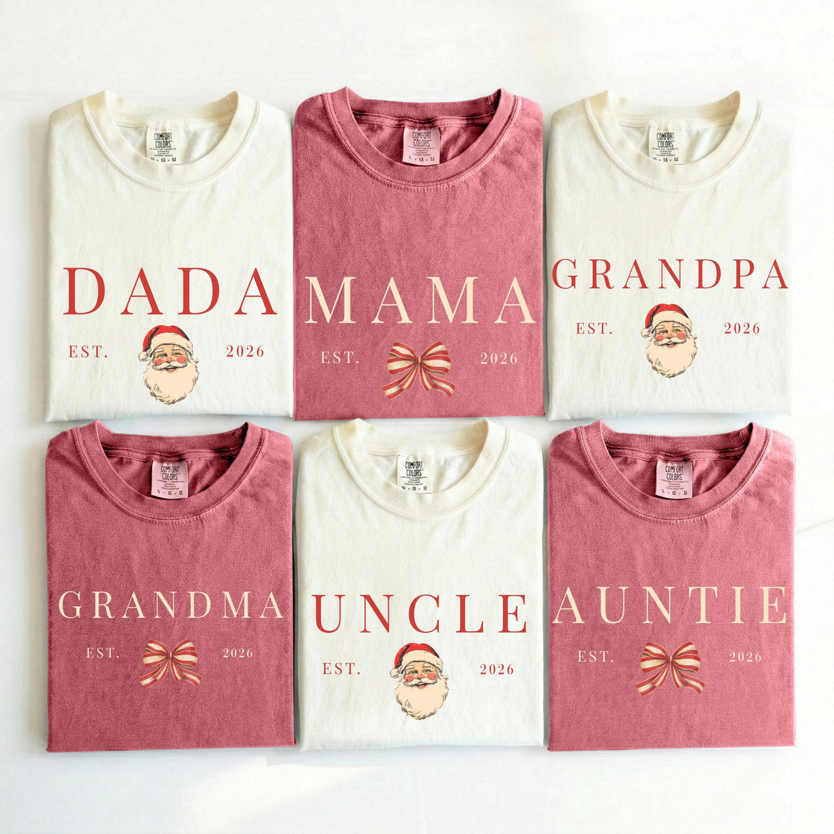 Christmas Family Matching Comfort Colors® Shirt, Santa Dada Shirt, Coquette Bow Xmas Tshirt, Family Holiday Gift