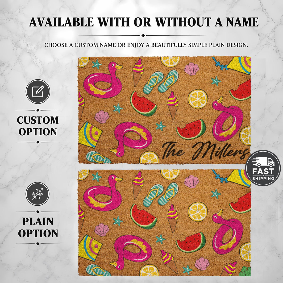 Custom Summer Doormat, Colorful Beach House Welcome Mat