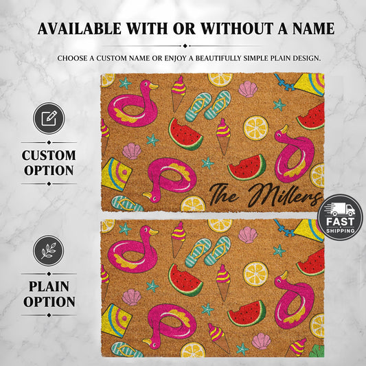 Custom Summer Doormat, Colorful Beach House Welcome Mat