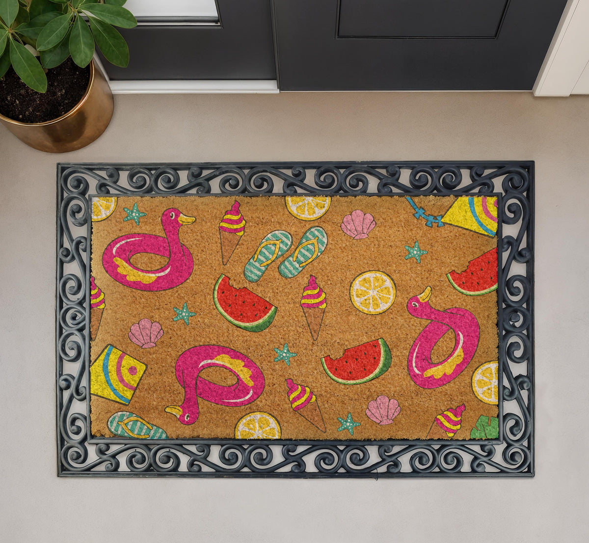 Custom Summer Doormat, Colorful Beach House Welcome Mat