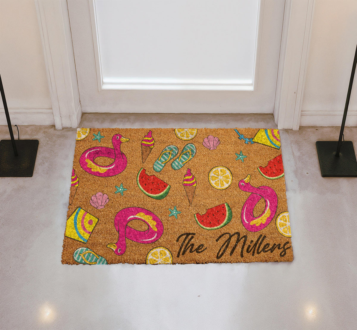 Custom Summer Doormat, Colorful Beach House Welcome Mat