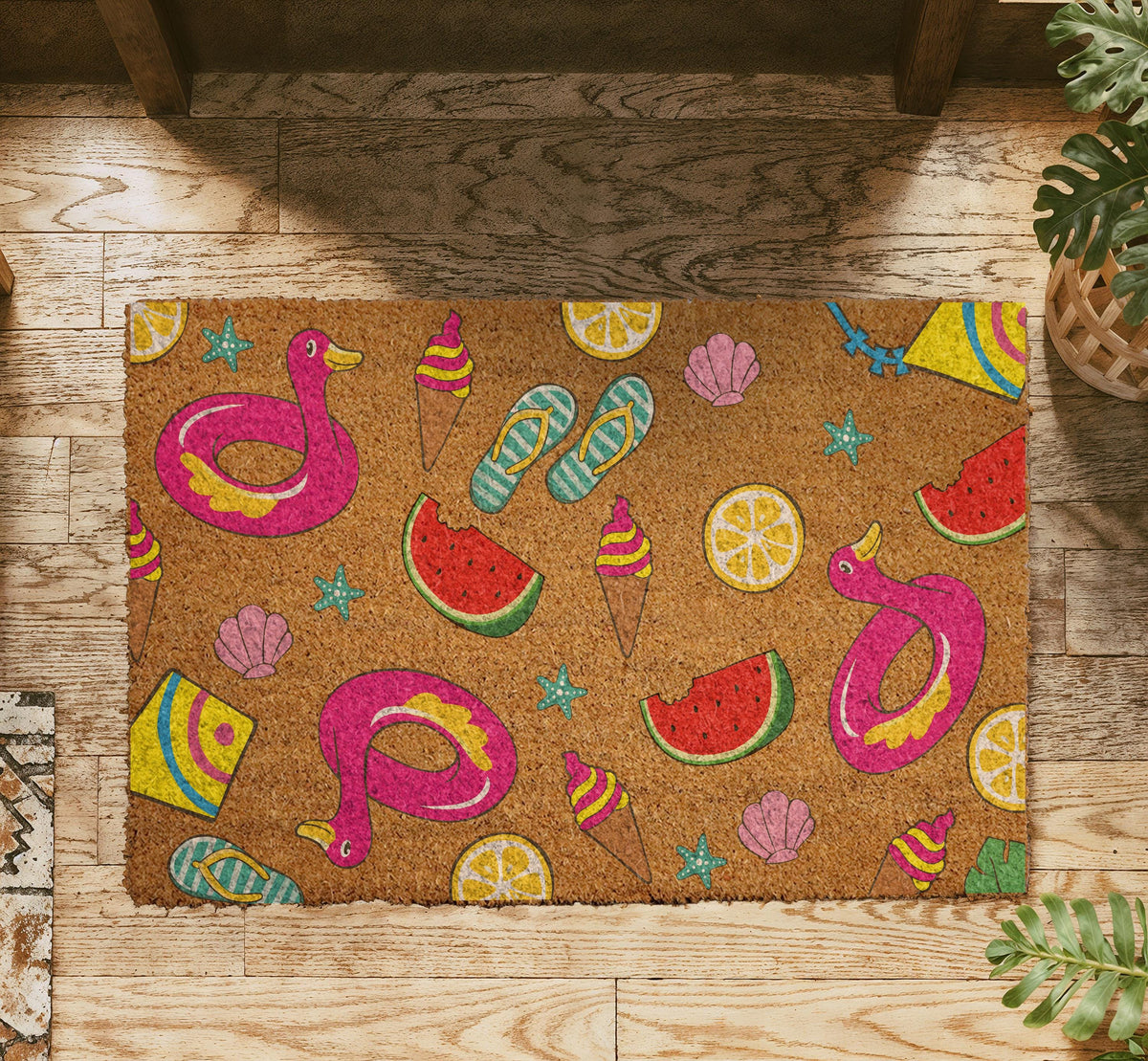Custom Summer Doormat, Colorful Beach House Welcome Mat