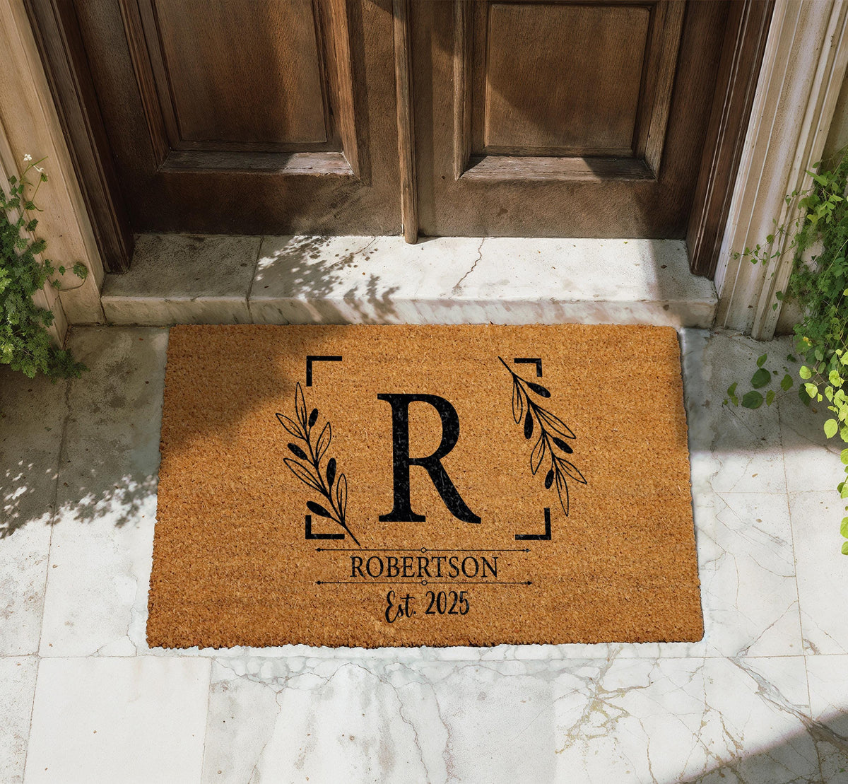Custom Family Name & Est Year Doormat, Personalized Momogram Welcome Mat