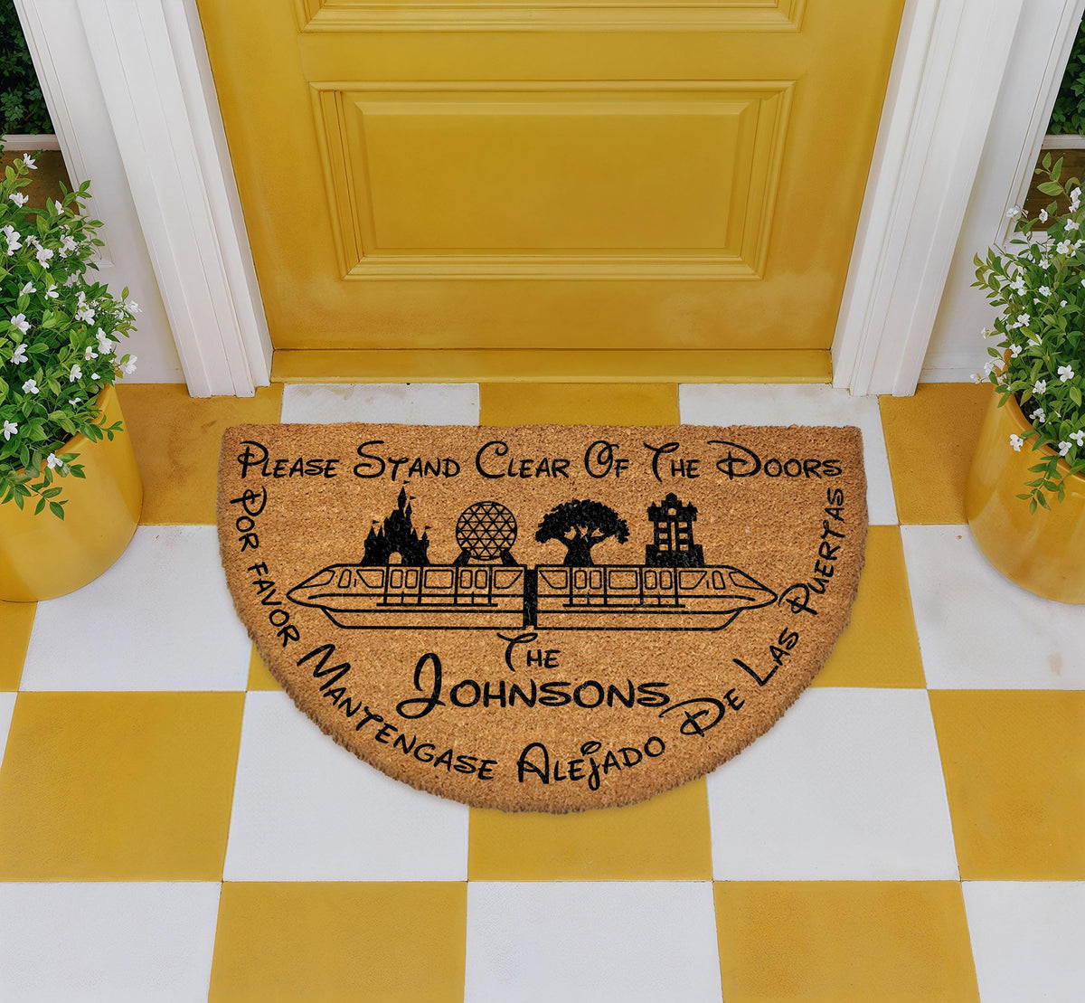 Please Stand Clear Of The Doors Doormat, Monorail Welcome Mat