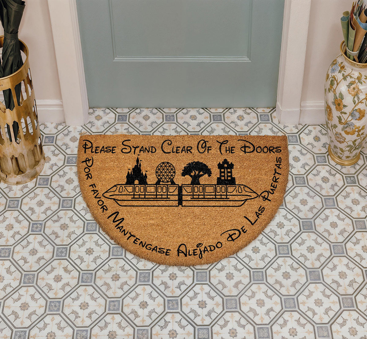 Please Stand Clear Of The Doors Doormat, Monorail Welcome Mat