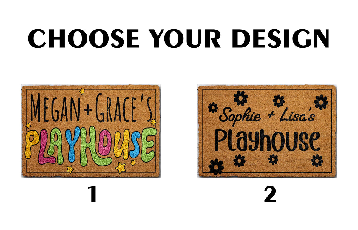 Personalized Daisy Flower Playhouse Doormat, Custom Kids Name Play Room Welcome Mat