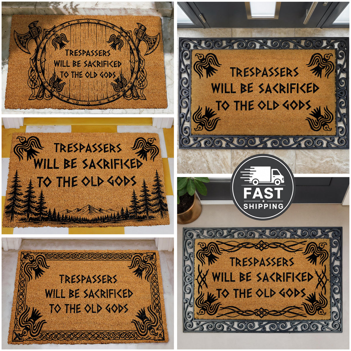 Trespassers Will Be Sacrificed To The Old Gods Doormat, Funny Myth Welcome Mat