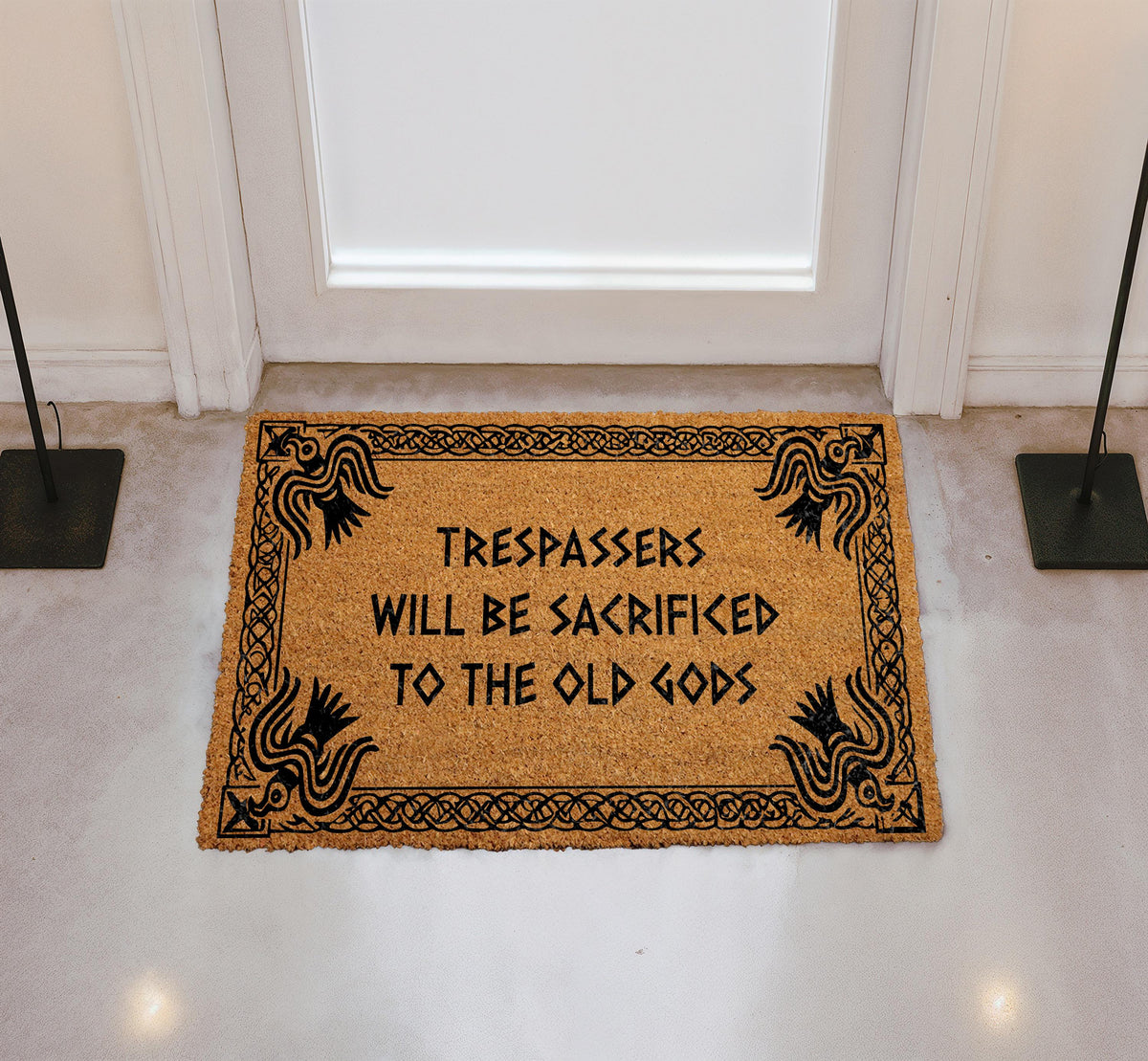 Trespassers Will Be Sacrificed To The Old Gods Doormat, Funny Myth Welcome Mat