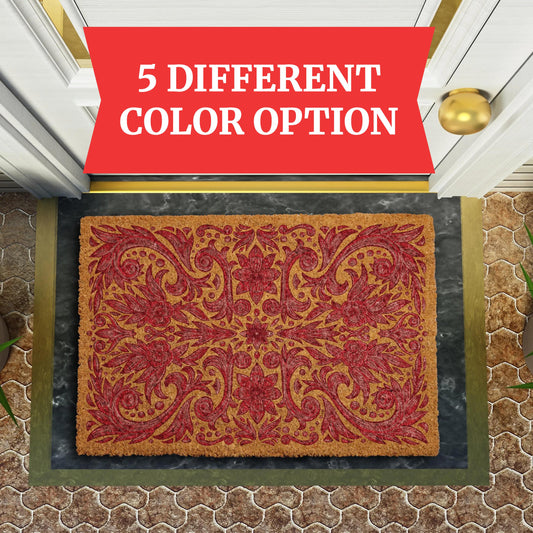 Traditional Moroccan Ornate Welcome Mat, Colorful Mediterranean Style Entryway Mat