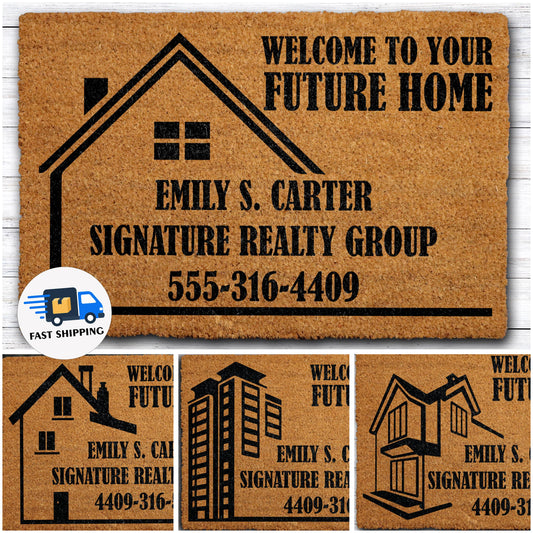 Custom Welcome To Your Future Home Doormat, Personalized Real Estate Marketing Welcome Mat