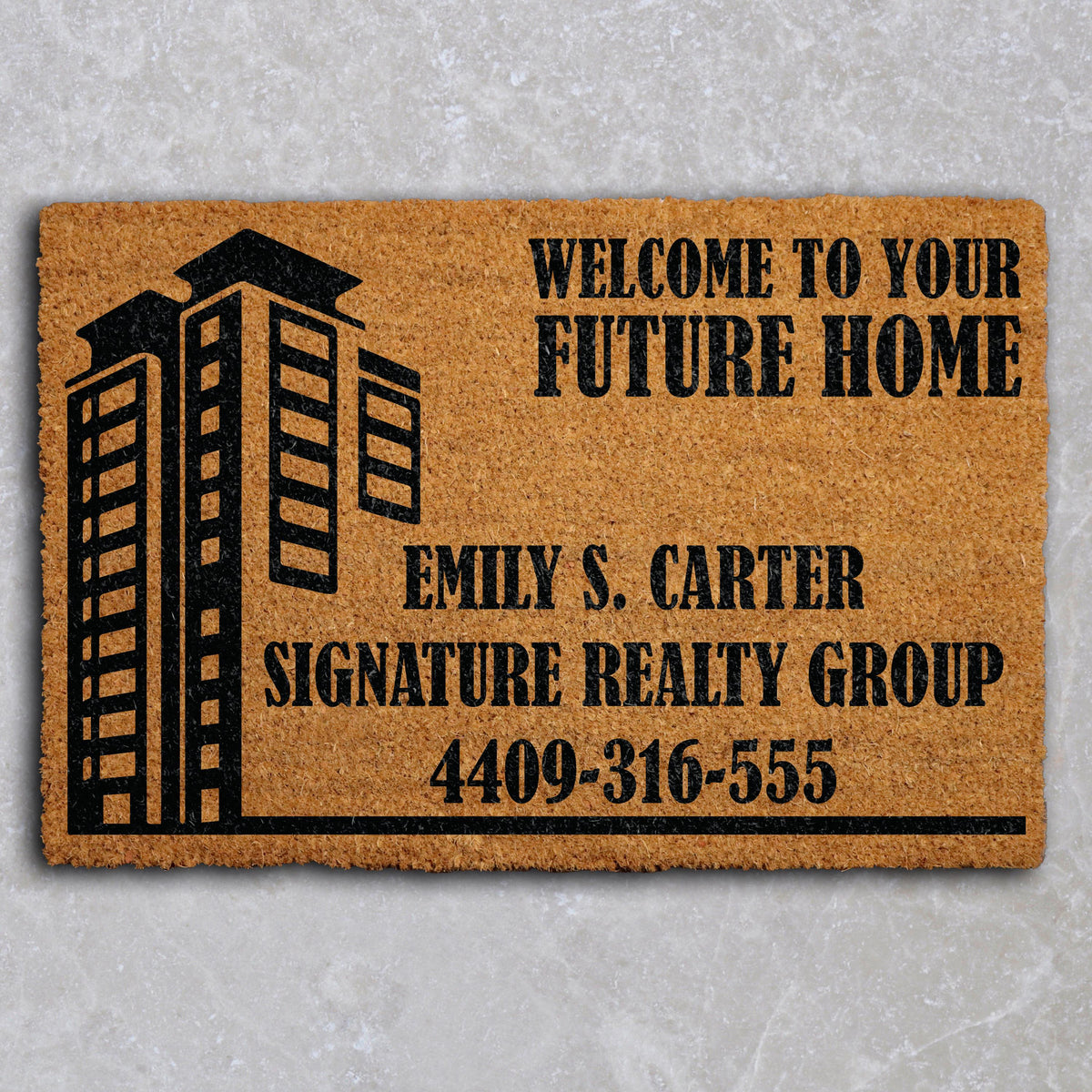 Custom Welcome To Your Future Home Doormat, Personalized Real Estate Marketing Welcome Mat