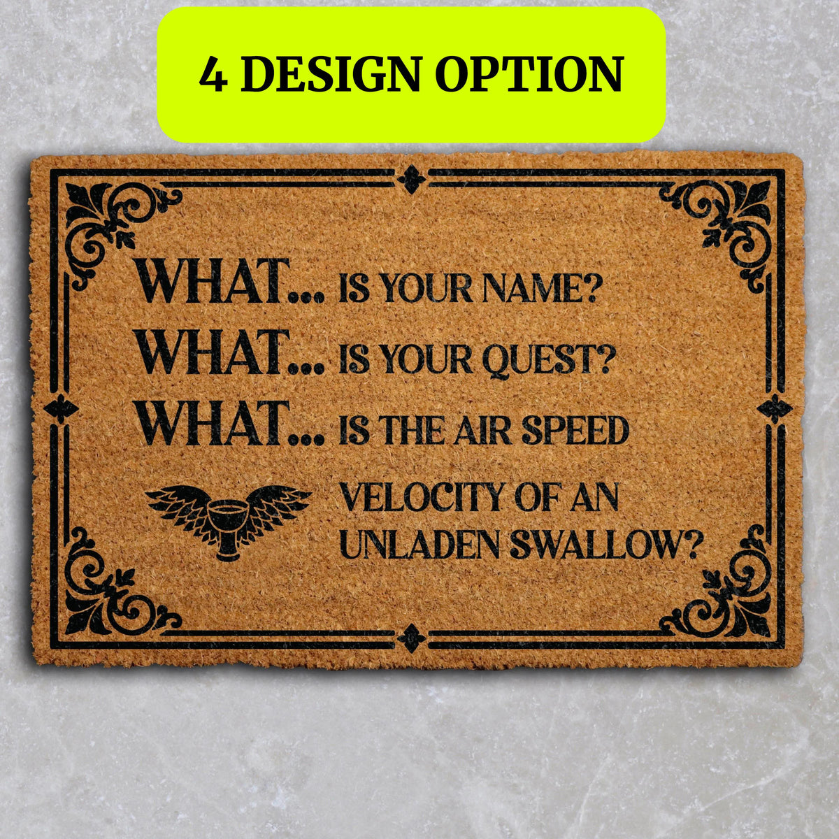 Funny What Is Your Quest Welcome Mat, Custom Frame Medieval Quote Doormat