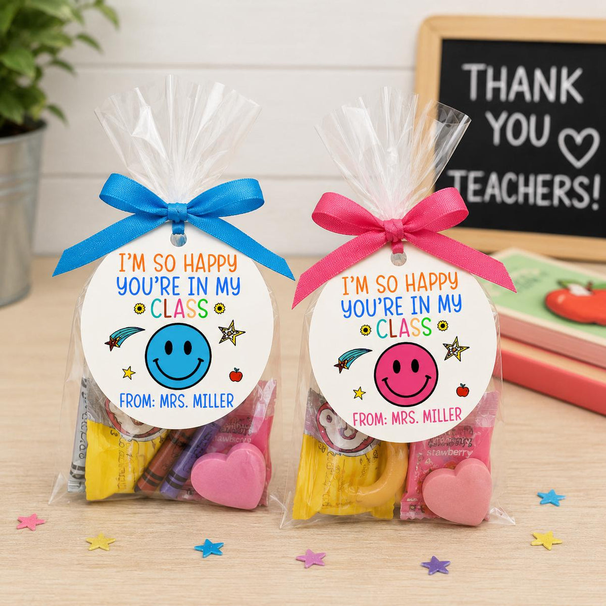 Personalized Smiley Face Teacher Stickers