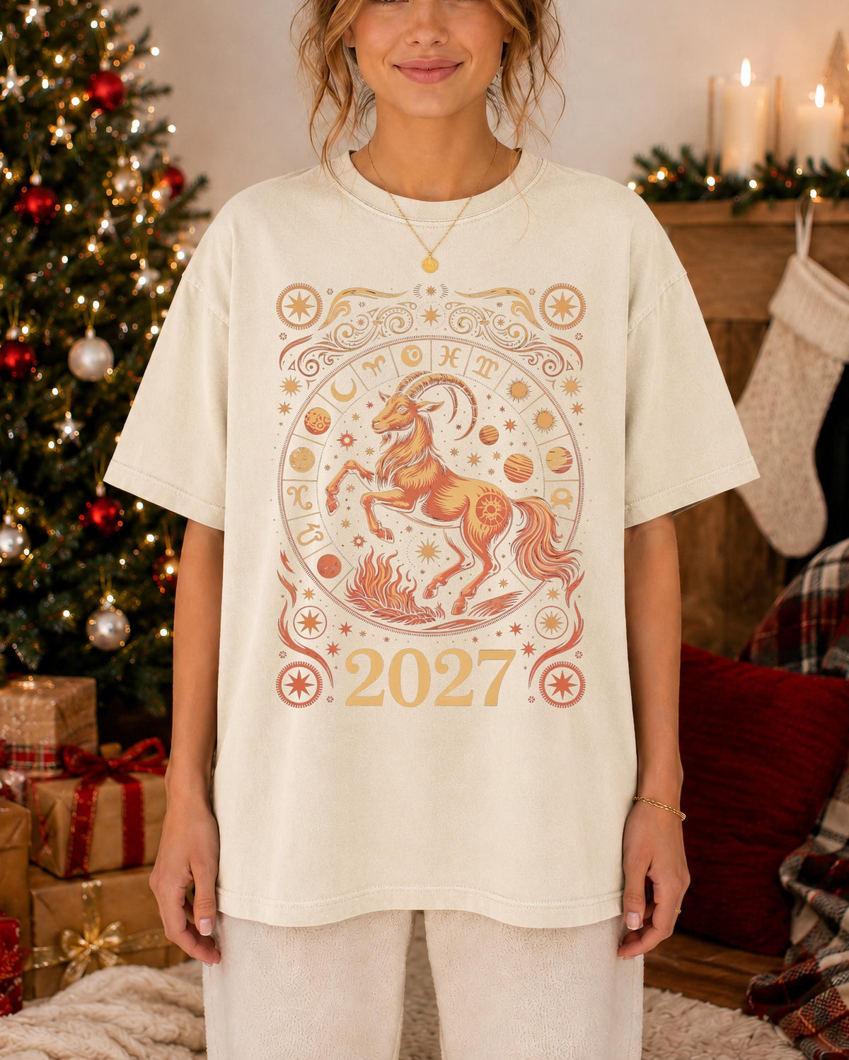 Year of the Fire Comfort Colors® T-Shirt, Chinese Goat 2027 Tee, New Years Celebration Gift