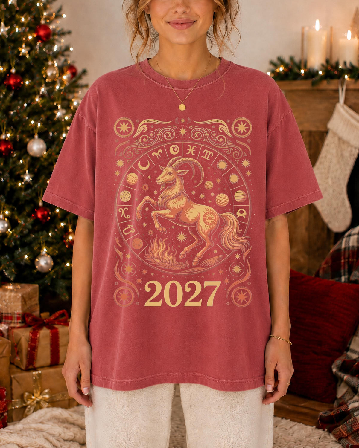 Year of the Fire Comfort Colors® T-Shirt, Chinese Goat 2027 Tee, New Years Celebration Gift