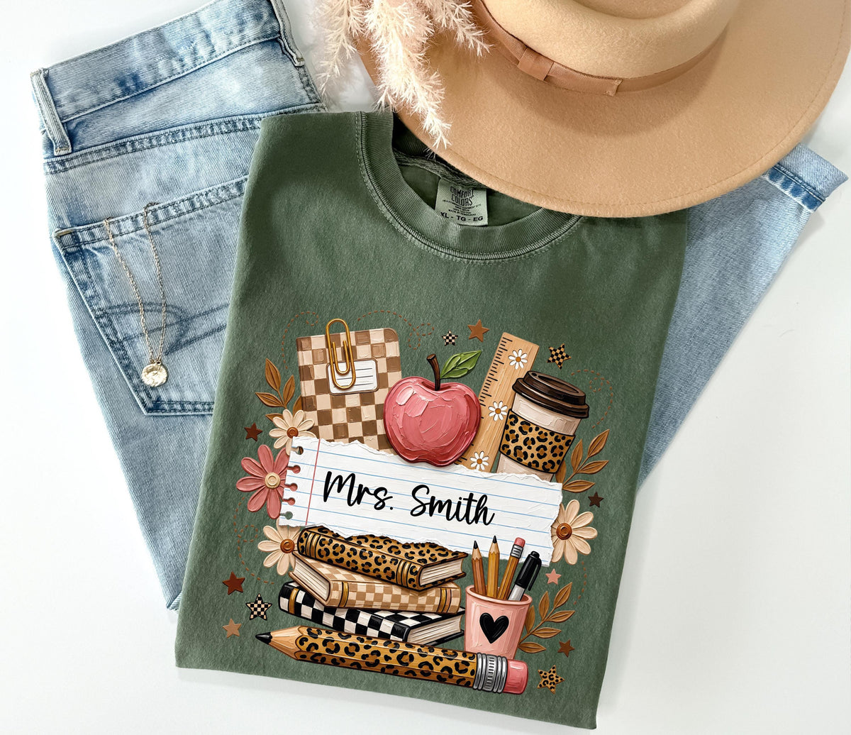 Personalized Teacher Comfort Colors® Shirt, Leopard Teacher Tee, Teacher Appreciation Gift