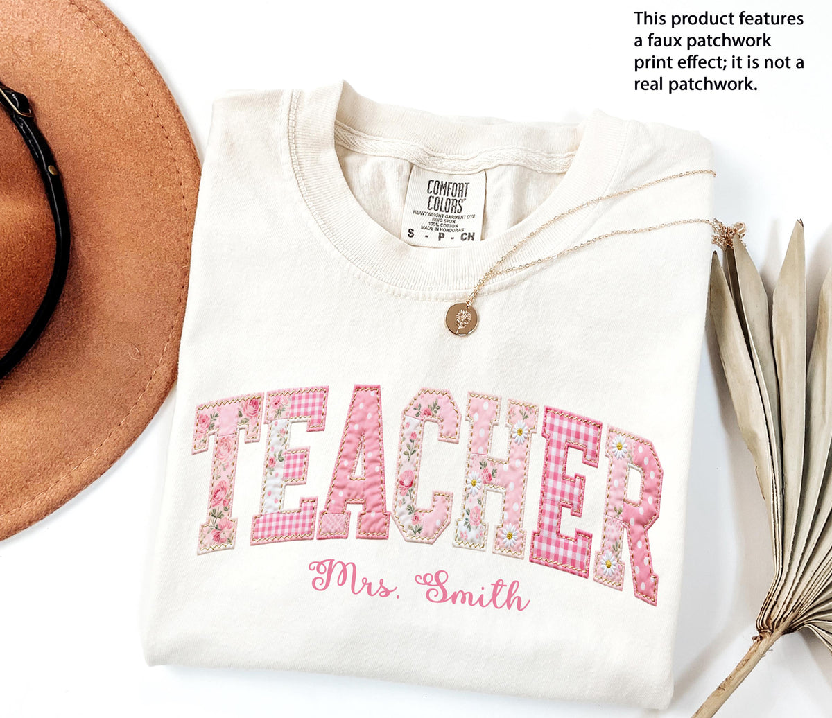 Faux Patchwork Teacher Comfort Colors® Shirt, Custom Teacher Appreciation Tee