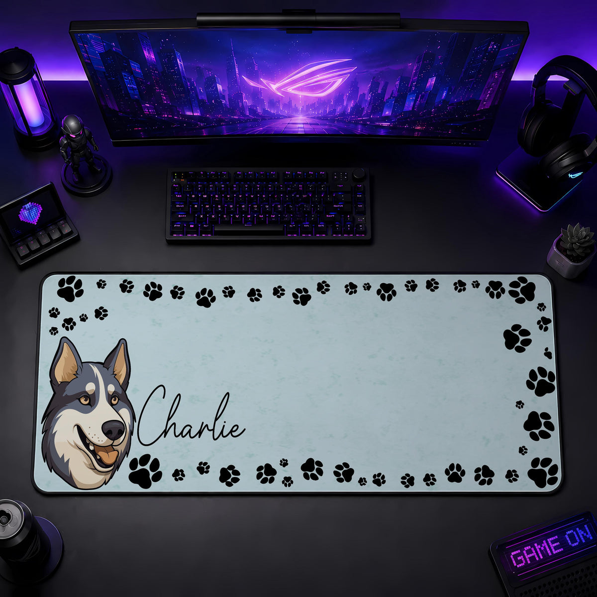 Custom Dog Portrait Desk Mat, Pet Memorial Workspace Decor, Gaming Accessories